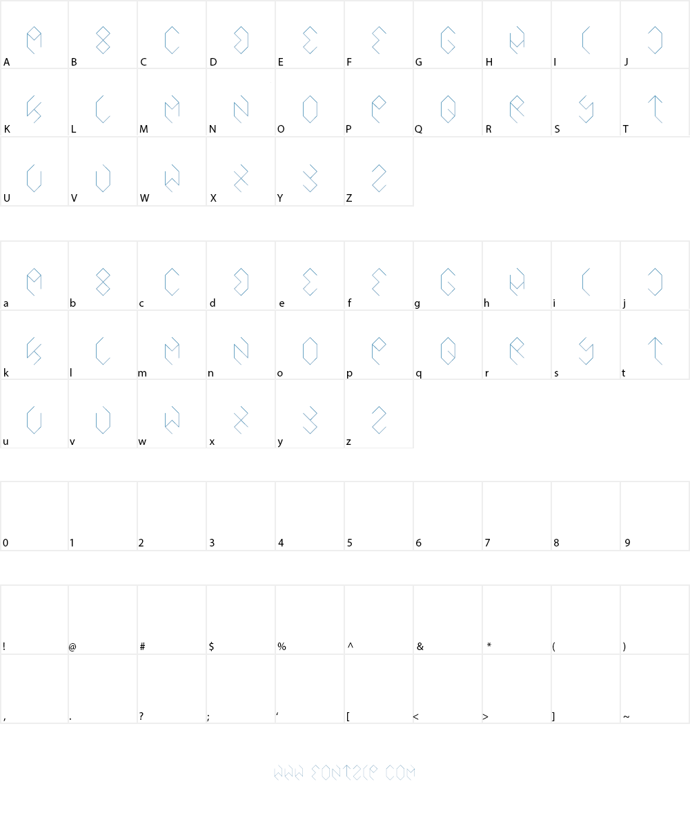 inside the boxes Font Character